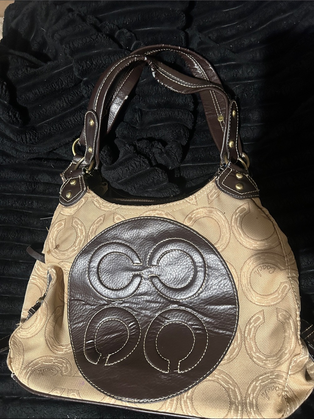 Vintage Coach Brown & Tan Shoulder Bag